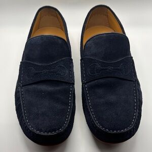 Gucci Men's Dark Blue Suede Loafers